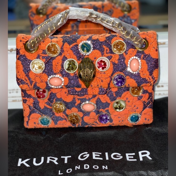Kurt Geiger Handbags - Kurt Geiger London Mini Kensington Orange Multicolor Brocade Crossbody Bag